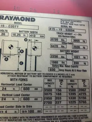 Used RAYMOND 415C35TT 3-Wheel Stand up Electric Counterbalance Forklifts Illinois US | Somerset Equipment Sales #1546189