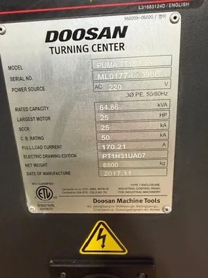 2017 DOOSAN TT 1800SY 5-Axis or More CNC Lathes | Machine Tool Specialties (5)