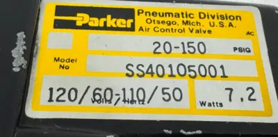 NEW PARKER SS40105001 SOLENOID VALVE 110/120V 50/60HZ 7.2W 20-150PSIG