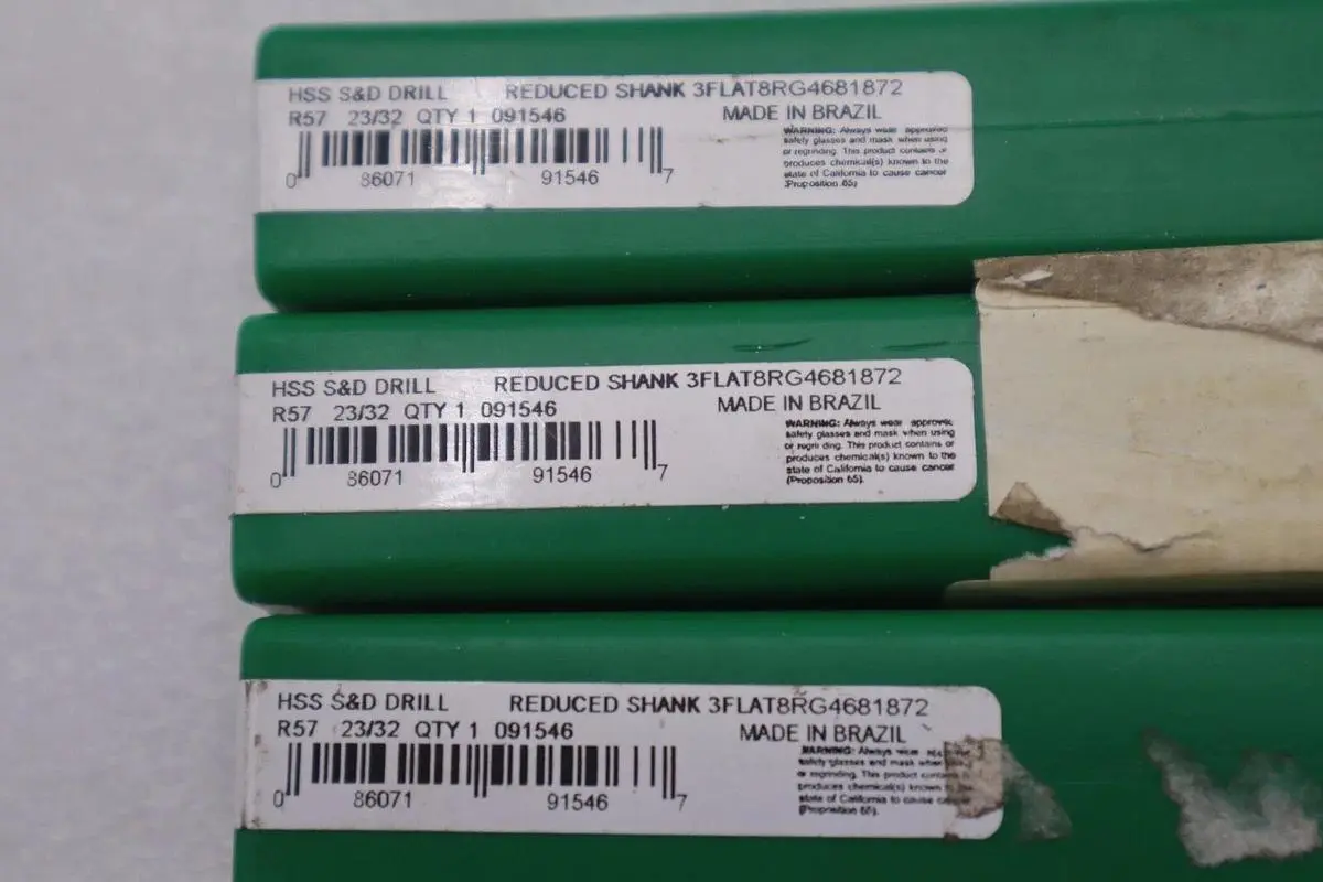 HSS S&D Drill Bits Reduced Shank 23/32" 3FLAT8RG4681872  #K-2223