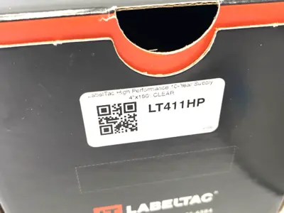USED LABELTAC PRO MODEL HIGH PERF. 10 YEAR VINYL LABEL CLEAR 4" X 150'/ROLL