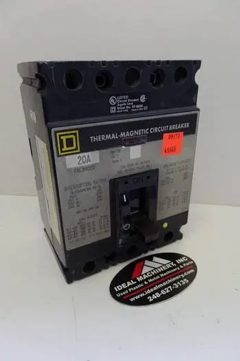 Used SQUARE D FAL34020 Circuit Breakers Michigan US | Ideal Machinery #708251