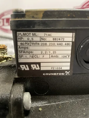 Grundfos CH2-20 A-W-A-CVBV K43Z70302 0.5HP Booster Pump 13GPM 145psi 56ft Hd 3PH