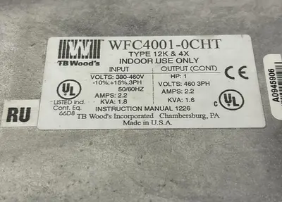 Used TB WOODS WFC4001-0CHT Variable Speed Drives Ohio US | Surplus Asset Holdings #1247384