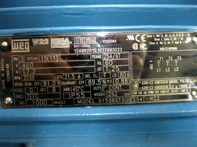 WEG W22 NEMA 3-Phase Premium IEEE 15HP Motor NEW Z5