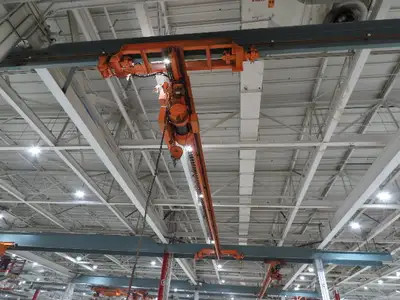 Cleveland Tramrail P&H 3 Ton Single Girder Underhung Bridge Crane 45' 10" Span