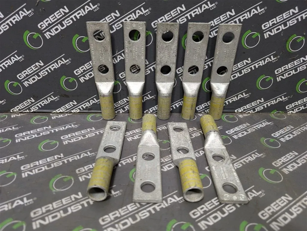 Lot of 9 Burndy YA29-2N Long Barrel Compression Terminals HYLUG Surplus