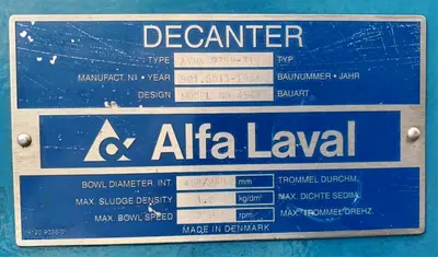 Alfa-Laval AVNX 930B-31G decanter centrifuge, 316SS.