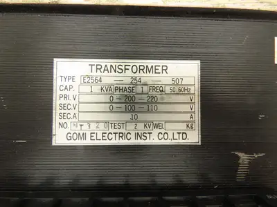 Gomi Transformer 200/220VAC Pri 100/110V Sec 1KVA 1 PH