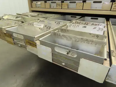 Modular Industrial Storage Cabinet 20 Drawer 61.5x38x34.5" Vintage 17x10" Trays