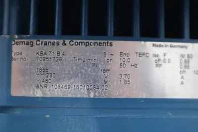 DEMAG CRANES & COMPONENTS KBA71B4/ KBA 71 B 4 460V 1.85A STOCK H919