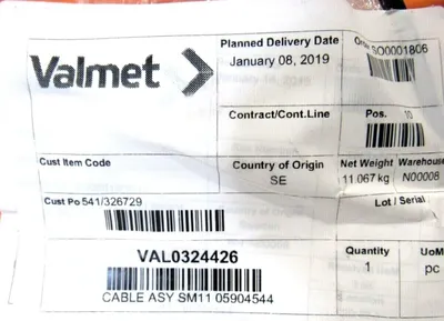 NEW VALMET / SEW EURODRIVE 05904544.11/100 CABLE ASSY. VAL0324426 0590454411100