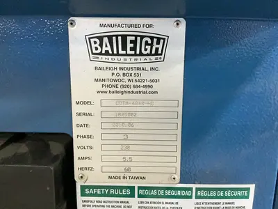 Used 2018 BAILEIGH INDUSTRIAL DDTM4840HD Dust Collectors Ohio US | HGR 24 #1352653