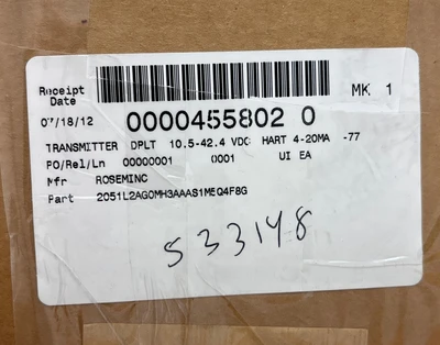 New | in-Stock Rosemount 2051L2AG0MH3AAAS1M5Q4F8 Test Equipment - Other Indiana US | J&J Industrial Supply #1665653