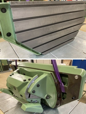 Lot of tables, angle plates and SK 50 toolholders, PRICE FOR LOT
