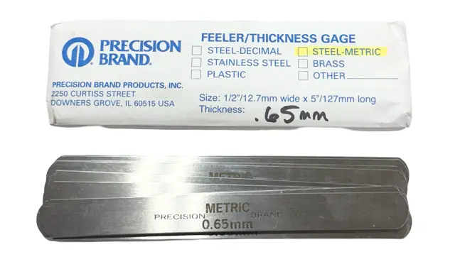 Precision Brand 0.65mm Metric Steel Feeler Gage 1/2" x 5" 10 Pack USA Made
