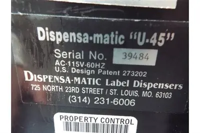 (2) Dispensa-Matic U45 Label Dispensers