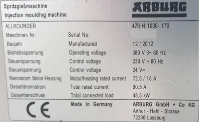 USED 2012 ARBURG 470H-1000-170