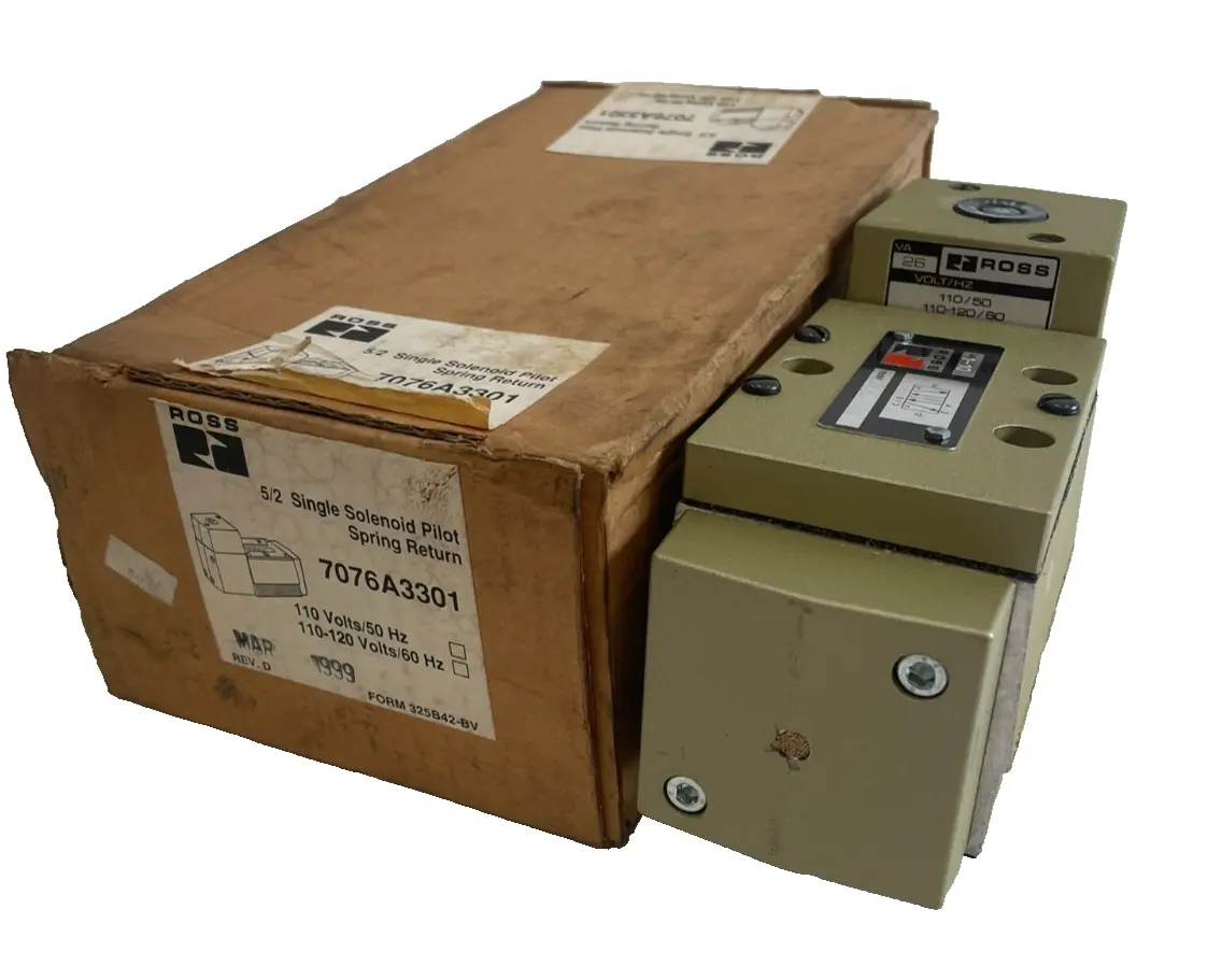 NEW ROSS 7076A3301 5/2 SINGLE SOLENOID PILOT 110V 50HZ