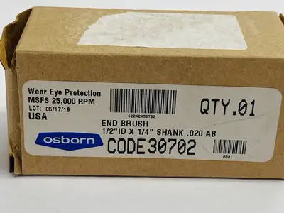 30702 | Osborn  Shank Mounted End Brush 1/2" ID x 1/4" Shank .020 AB - New