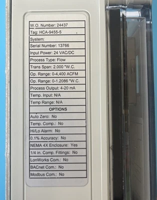 NEW Paragon Controls Inc. HCA-9455-5