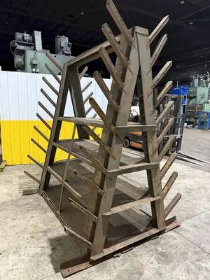 A-FRAME HEAVY DUTY STORAGE RACK, FOR BAR STOCK / PRESS BRAKE DIES & MORE: YOBRO #24014