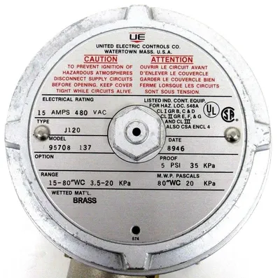 NEW UNITED ELECTRIC J120 PRESSURE SWITCH 95708-137