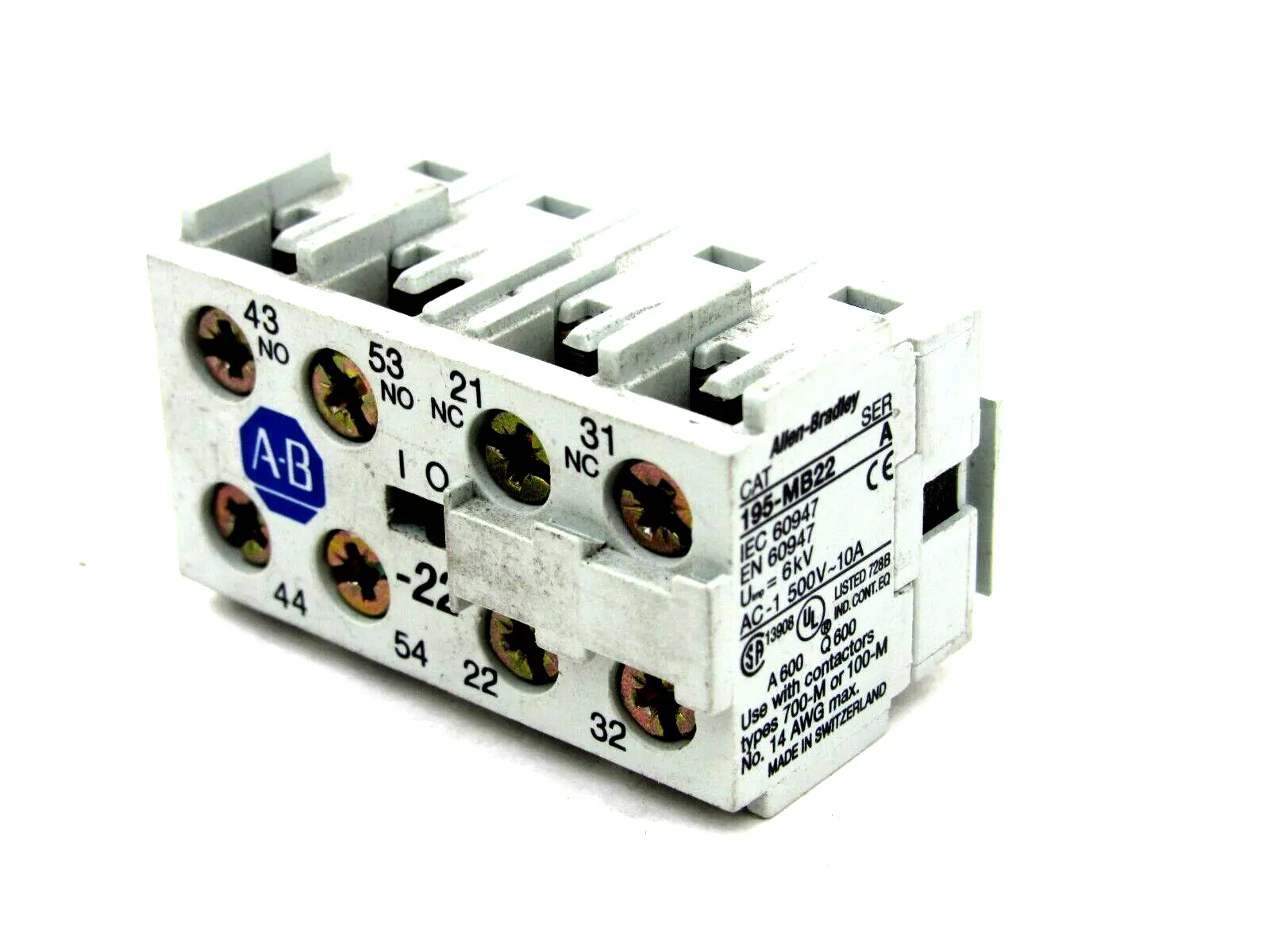 NEW ALLEN BRADLEY 195-MB22 CONTACT BLOCK SERIES A 195MB22