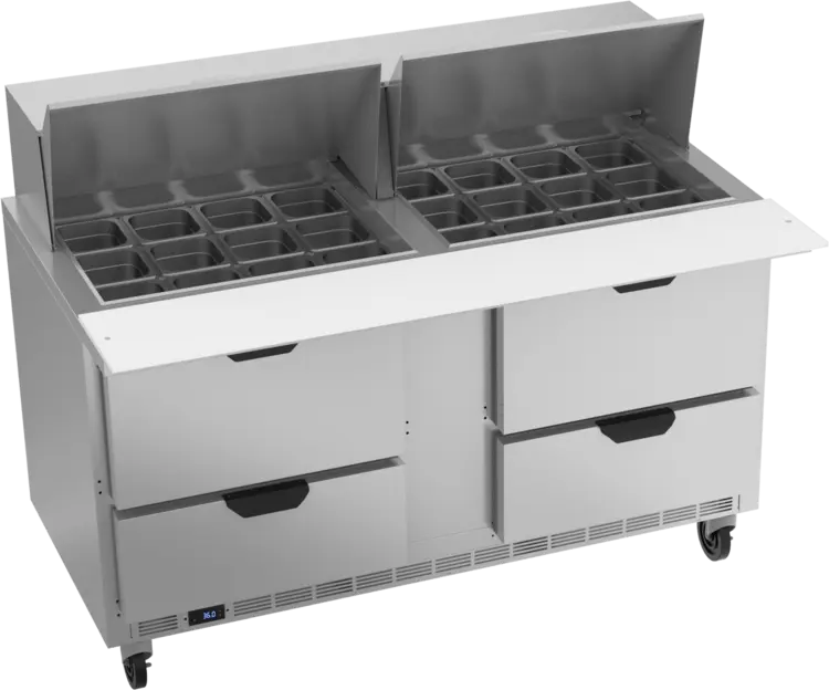New | in-Stock Beverage Air Old Stock 60" Beverage Air SPED60HC-24M-4 Sandwich Prep Table 4 Drawer Mega Top - WO1 Food Prep Tables Illinois US | Falcon Restaurant Supply #1375349