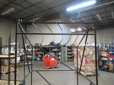 Welded Black Metal Frame Built to Fit Onto Pallets with Angled Roof - Perfect for Projects