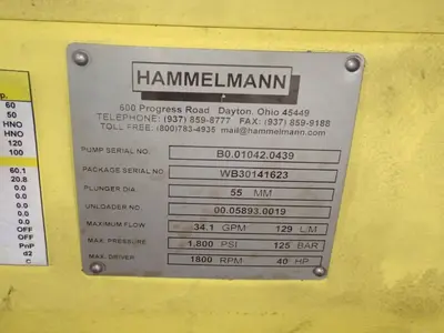 Hammelmann 40 Hp Piston Pump