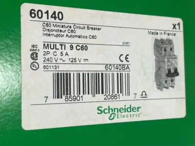 NEW SCHNEIDER ELECTRIC 60140 CIRCUIT BREAKER 2P 5AMP