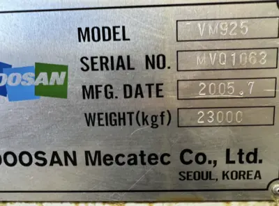 2005 DOOSAN VM925 Vertical Machining Centers | Liberty Machine Works LLC (4)