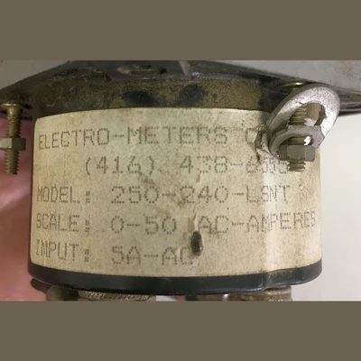 Electro-Meter 0-50 Amp Analog Ammeter