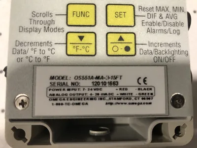USED OMEGA ENGINEERING OS551A-MA-3-15FT