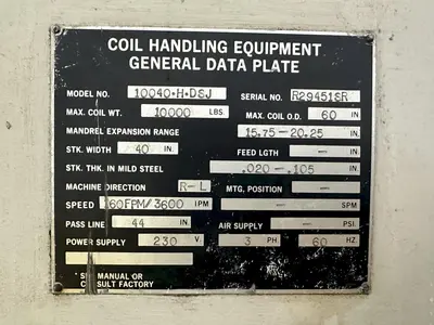 40” X .105” ROWE MODEL #CO-40 7-ROLL COIL STRAIGHTENER: STOCK #20334