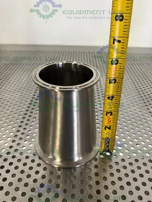 USED STAINLESS STEEL REDUCER W/ 3" TO 4" SANITARY FITTINGS