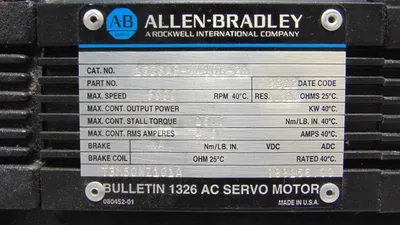 Allen Bradley 1326AB-A410G-21 Servo Motor 0.7 kW Used