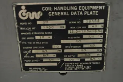 1600 LB X 18" CWP UNCOILER