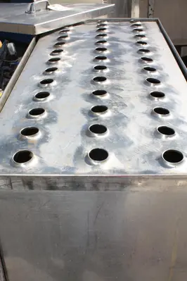 SPC7650  Miscellaneous Equipment bottle dump station Stainless Steel 39 each 1-1/4" diameter holes holes,  17 1/2"W x 39 1/2"L x 15"D