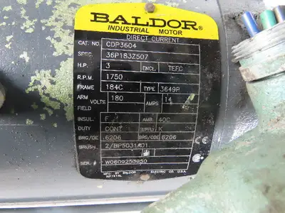 SEW-EURODRIVE S72LP145 3Hp 180VDC Gear Motor W/Brake 71.32:1 Ratio BaldorCDP3604