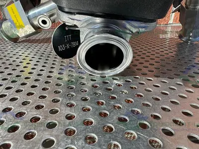 USED 4 ITT PURE-FLO STAINLESS STEEL DIAPHRAGM VALVES W/ 1.5" TO 1/2" SANITARY FITTING