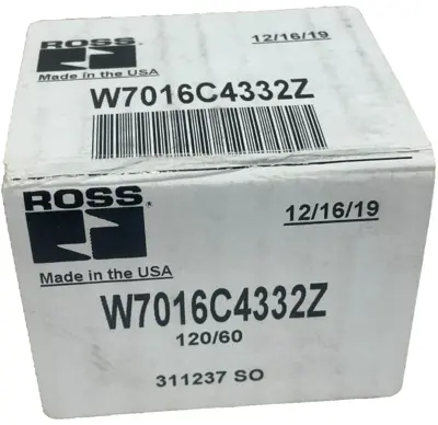 NEW ROSS CONTROLS W7016C4332Z SOLENOID VALVE 120/60