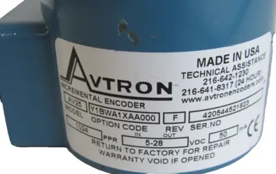 USED AVTRON AV25 Y1BWA1XAA000 INCREMENTAL ENCODER