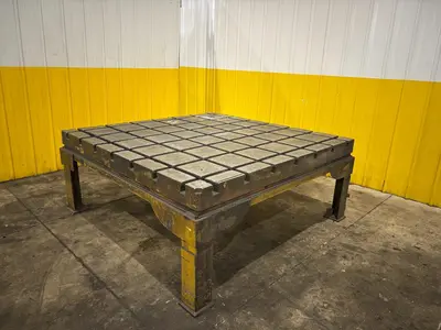 6' X 6' STEEL SLOTTED WORK LAYOUT TABLE WITH DIRECTIONAL T SLOTS: YOBRO #24457