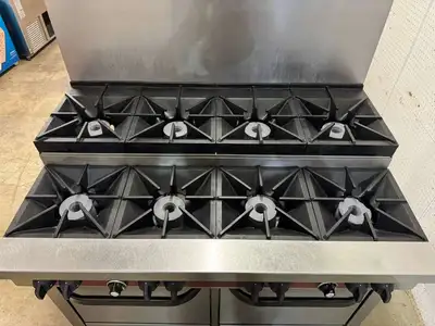 Used Southbend Used 48" Southbend X448EE 8 Burner Range w/ (2) Space Saver Ovens, Natural Gas Commercial Ranges Illinois US | Falcon Restaurant Supply #1374937