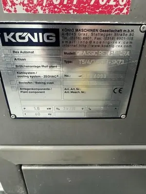 Used 2014 KONIG KONIG CLASSIC REX FUTURA T5/4/3 SK53+SK73 Dough Dividers Tennessee US | BAKE Marketing #1340269