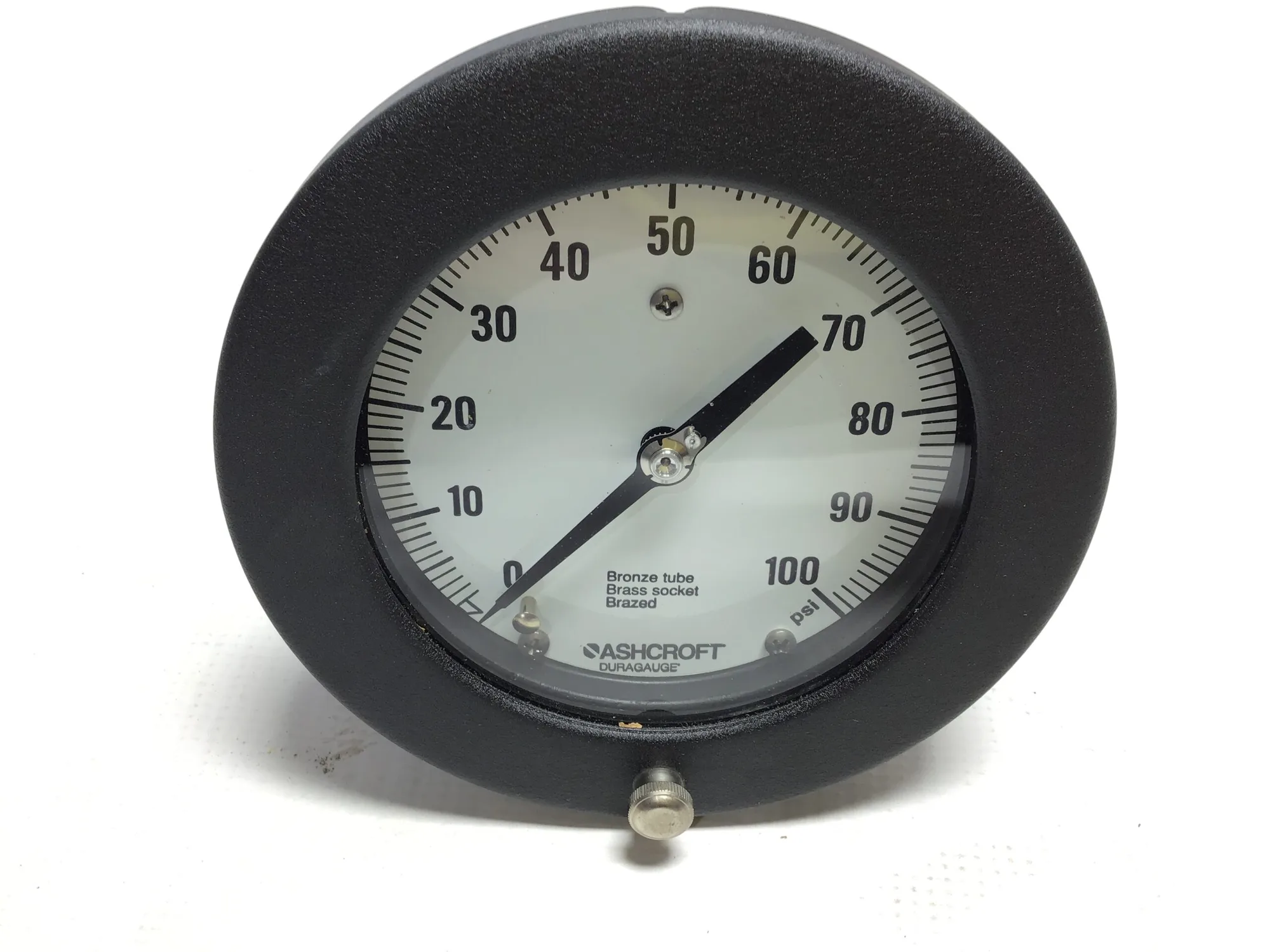 Ashcroft 45 1377AS 02B Pressure Gauge 4-1/2″ 0-100PSI Bronze Tube Brass Socket