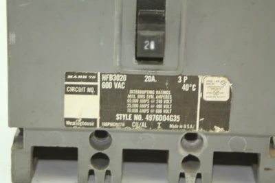 Used Westinghouse HFB3020 Circuit Breakers California US | Davliegogo LLC #1705242