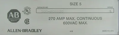 NEW ALLEN BRADLEY 500-FOB920 CONTACTOR SIZE 5 SER. L 460-480V 500FOB920